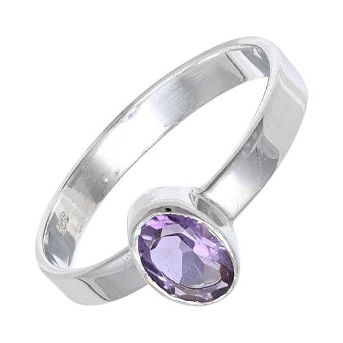 SILVERNROCK Amethyst Edelstein 925 Sterling Silber Bandring Herren- und Damenbandring Alle Größen Geschenkartikel Handgefertigter Schmuck ERG-129G_65 (20.7) von SILVERNROCK