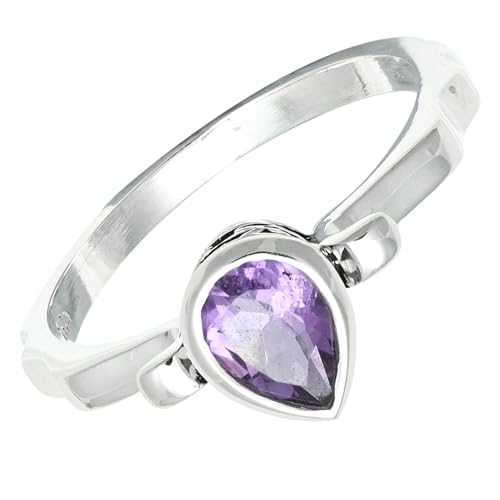 SILVERNROCK Amethyst Edelstein-Bandring 925er Sterlingsilber-Bandring Herren- und Damen-Bandring alle Größen handgefertigter Schmuck ERG-1233A_54 (17.2) von SILVERNROCK