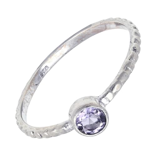 SILVERNROCK Amethyst Edelstein-Bandring für Herren und Damen alle Größen Geschenkartikel 925 Sterlingsilber-Ring handgefertigter Schmuck ERG-128H_47 (15.0) von SILVERNROCK