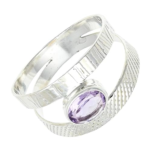 SILVERNROCK Amethyst Edelstein-Bandring für Männer und Frauen Bandring aus 925er-Sterlingsilber alle Größen handgefertigter Schmuck ERG-132K_65 (20.7) von SILVERNROCK