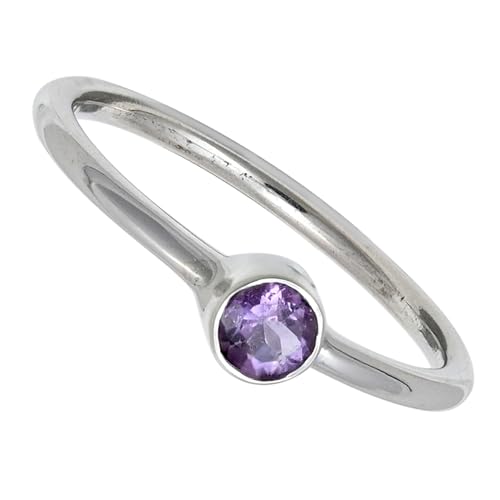 SILVERNROCK Amthyst Edelstein-Bandring für Herren und Damen alle Größen Geschenkartikel 925 Sterlingsilber-Ring handgefertigter Schmuck ERG-107F_72 (22.9) von SILVERNROCK