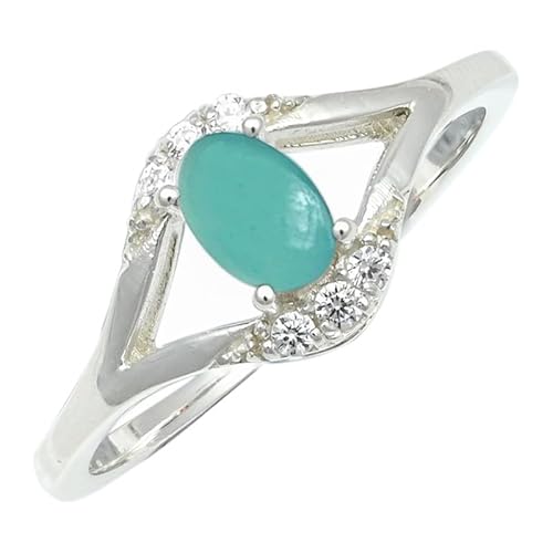 SILVERNROCK Aqua-Chalcedon-Ring aus massivem 925er-Sterlingsilber, Stein-Bandring, handgefertigt, für Herren und Damen, Schmuck ERG1243CE_60 (19.1) von SILVERNROCK