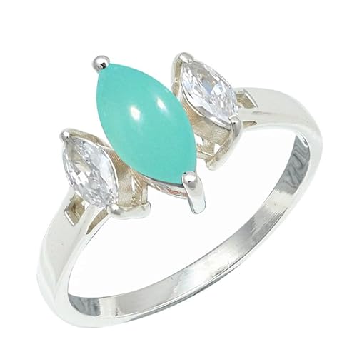 SILVERNROCK Aqua-Chalcedon-Ring aus massivem 925er-Sterlingsilber, Stein-Bandring, handgefertigt, für Herren und Damen, Schmuck ERG1244CE_63 (20.1) von SILVERNROCK