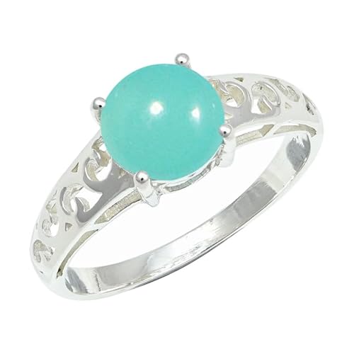 SILVERNROCK Aqua-Chalcedon-Ring aus massivem 925er-Sterlingsilber, Stein-Bandring, handgefertigt, für Herren und Damen, Schmuck ERG1254CE_75 (23.9) von SILVERNROCK