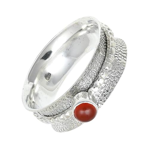 SILVERNROCK Cabochon-Karneol Edelstein-Spinnerring aus 925er Sterlingsilber Spinnerring für Herren und Damen alle Größen handgefertigter Schmuck E154H_63 (20.1) von SILVERNROCK