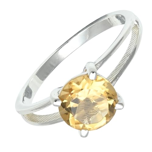 SILVERNROCK Citrin Edelstein-Bandring für Herren und Damen alle Größen Geschenkartikel 925 Sterlingsilber-Ring handgefertigter Schmuck ERG-1258A_74 (23.6) von SILVERNROCK