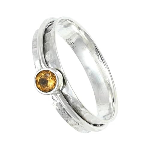 SILVERNROCK Citrin Edelstein-Spinnerring für Herren und Damen 925er-Sterlingsilber Spinnerring Geschenkartikel handgefertigter Schmuck E152C_57 (18.1) von SILVERNROCK