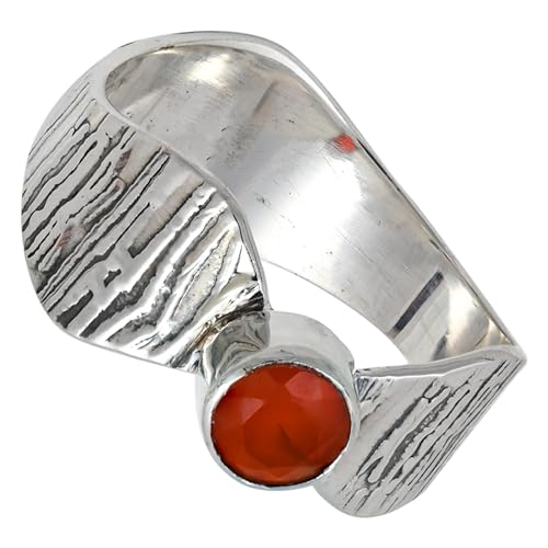 SILVERNROCK Facettierter Karneol Edelstein-Bandring für Männer und Frauen Bandring aus 925er-Sterlingsilber alle Größen handgefertigter Schmuck ERG-113E_54 (17.2) von SILVERNROCK