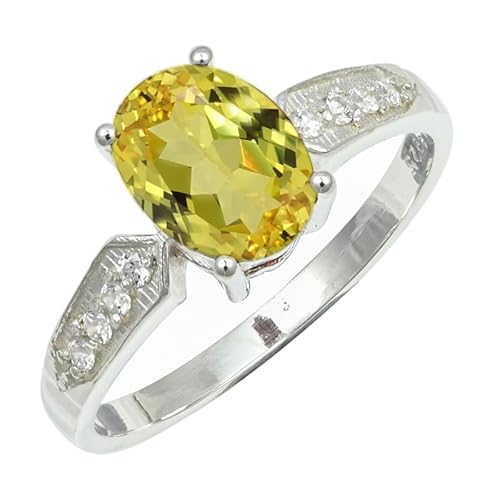 SILVERNROCK Gelber Saphir-Labor-Grown-Ring, massiver 925er-Sterlingsilber-Stein-Bandring, handgefertigt, für Männer und Frauen, Schmuck ERG1250AP_69 (22.0) von SILVERNROCK