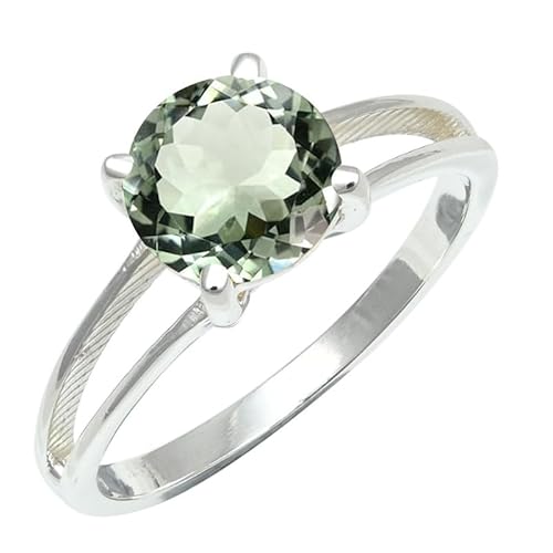 SILVERNROCK Grüner Amethyst Edelstein Sterling Silber Stilvoller Handgefertigter Band Ring Geschenkartikel für Männer und Frauen in Schmuck ERG1258AL29_(75 (23.9)) von SILVERNROCK