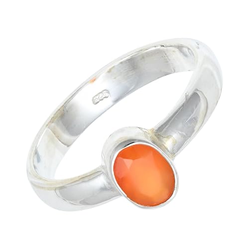 SILVERNROCK Karneol Edelstein-Bandring für Männer und Frauen Bandring aus 925er-Sterlingsilber alle Größen handgefertigter Schmuck ERG-127E_66 (21.0) von SILVERNROCK