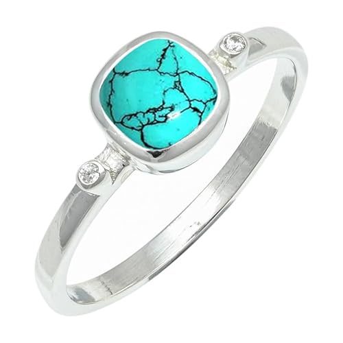 SILVERNROCK Lab Created Türkis-Ring aus massivem 925er-Sterlingsilber, Steinbandring, handgefertigt, für Herren und Damen, Schmuck ERG1245BU_73 (23.2) von SILVERNROCK