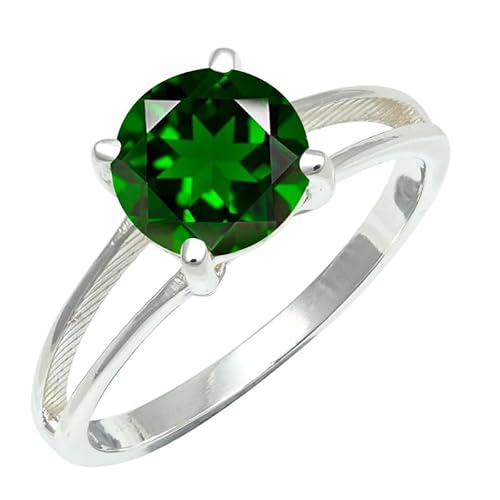 SILVERNROCK Laborgezüchteter Chromoxid Edelstein Sterling Silber Stilvoller Handgefertigter Band Ring für Männer und Frauen Schmuck ERG1258BB17_(63 (20.1)) von SILVERNROCK