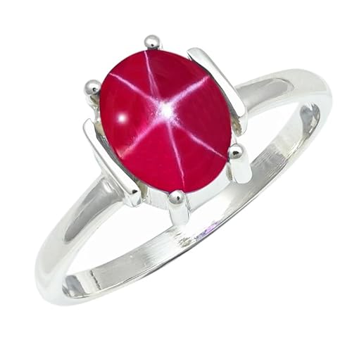 SILVERNROCK Laborgezüchteter rosa Lindy Star Edelstein Sterling Silber Stilvoller Handgefertigter Band Ring für Männer und Frauen Schmuck ERG1255BH5_(51 (16.2)) von SILVERNROCK