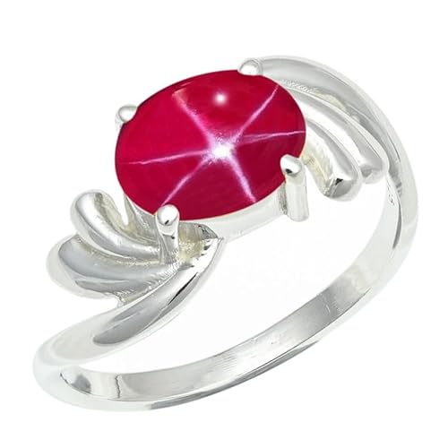 SILVERNROCK Laborgezüchteter rosa Lindy Star Edelstein Sterling Silber Stilvoller Handgefertigter Band Ring für Männer und Frauen Schmuck ERG1259BH6_(52 (16.6)) von SILVERNROCK