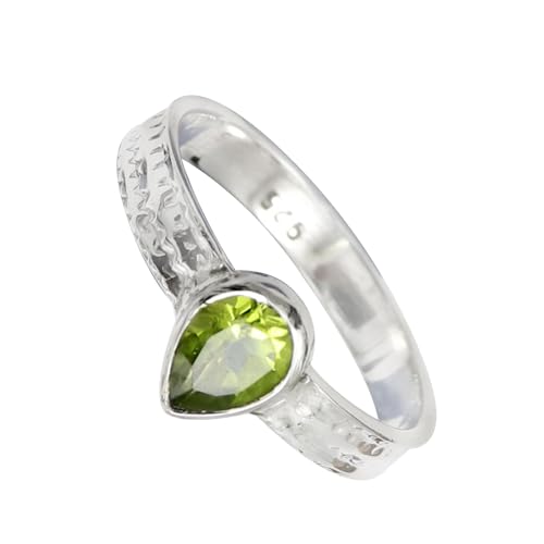 SILVERNROCK Peridot Edelstein-Bandring 925er Sterlingsilber-Bandring Herren- und Damen-Bandring alle Größen handgefertigter Schmuck ERG-130B_59 (18.8) von SILVERNROCK