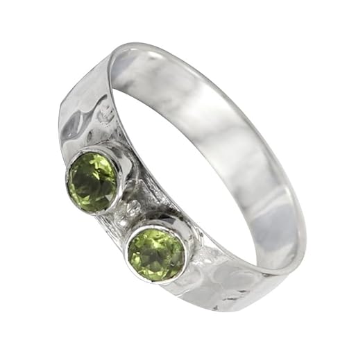 SILVERNROCK Peridot Edelstein-Bandring 925er Sterlingsilber-Bandring Herren- und Damen-Bandring alle Größen handgefertigter Schmuck ERG-136B_71 (22.6) von SILVERNROCK