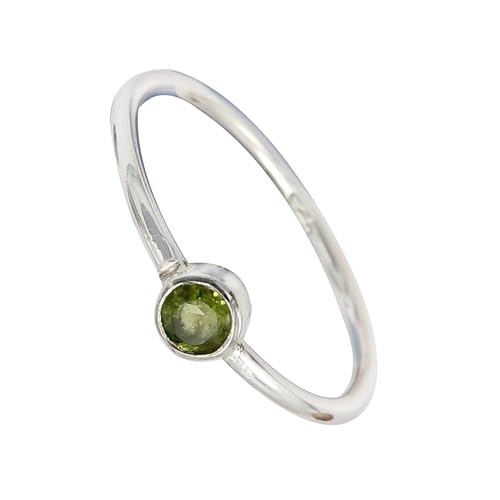 SILVERNROCK Peridot Edelstein-Bandring für Herren und Damen alle Größen Geschenkartikel 925 Sterlingsilber-Ring handgefertigter Schmuck ERG-107B_60 (19.1) von SILVERNROCK