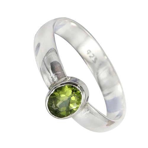 SILVERNROCK Peridot Edelstein-Bandring für Herren und Damen alle Größen Geschenkartikel 925 Sterlingsilber-Ring handgefertigter Schmuck ERG-127B_49 (15.6) von SILVERNROCK