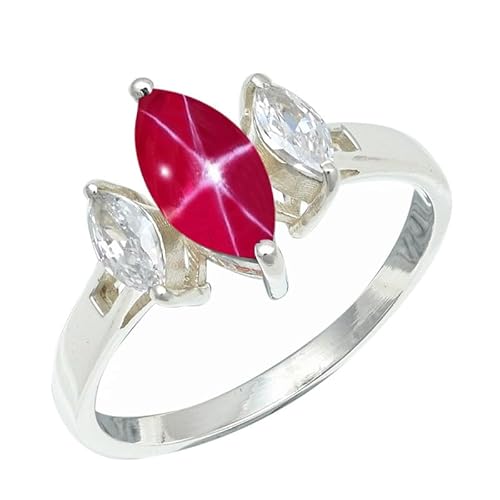 SILVERNROCK Pink Lindy Star Lab Grown Ring aus massivem 925er Sterlingsilber, Steinbandring, handgefertigt, für Herren und Damen, Schmuck ERG1244BH_59 (18.8) von SILVERNROCK