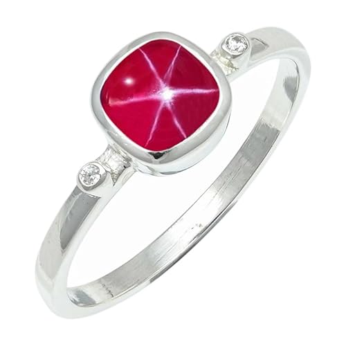 SILVERNROCK Pink Lindy Star Lab Grown Ring aus massivem 925er Sterlingsilber, Steinbandring, handgefertigt, für Herren und Damen, Schmuck ERG1245BH_55 (17.5) von SILVERNROCK