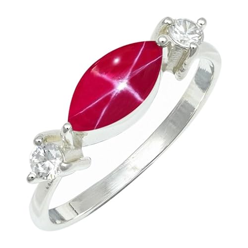 SILVERNROCK Pink Lindy Star Lab Grown Ring aus massivem 925er Sterlingsilber, Steinbandring, handgefertigt, für Herren und Damen, Schmuck ERG1249BH_53 (16.9) von SILVERNROCK