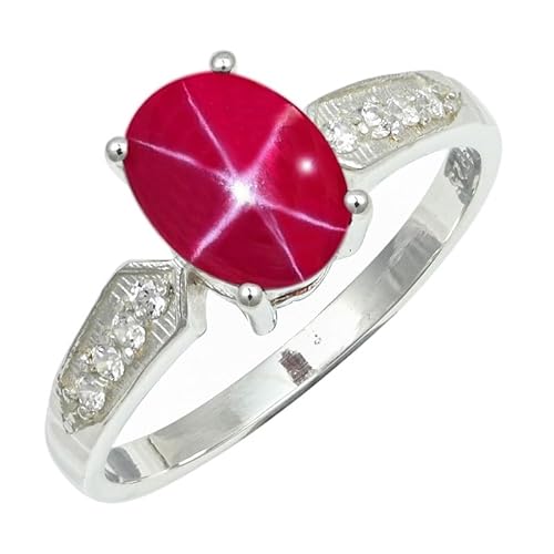 SILVERNROCK Pink Lindy Star Lab Grown Ring aus massivem 925er Sterlingsilber, Steinbandring, handgefertigt, für Herren und Damen, Schmuck ERG1250BH_60 (19.1) von SILVERNROCK