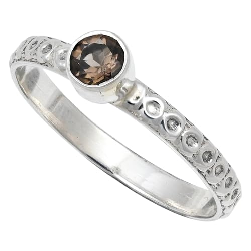 SILVERNROCK Rauchquarz Edelstein 925 Sterling Silber Bandring Herren- und Damenbandring Alle Größen Geschenkartikel Handgefertigter Schmuck ERG-115G_54 (17.2) von SILVERNROCK