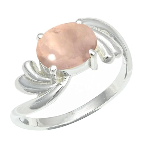 SILVERNROCK Rosenquarz Edelstein Sterling Silber Stilvoller Handgefertigter Band Ring für Männer und Frauen in allen Größen Schmuck ERG1259BX19_(65 (20.7)) von SILVERNROCK