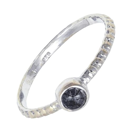 SILVERNROCK Rutilquarz Edelstein 925 Sterling Silber Bandring Herren- und Damenbandring Alle Größen Geschenkartikel Handgefertigter Schmuck ERG-128E_66 (21.0) von SILVERNROCK