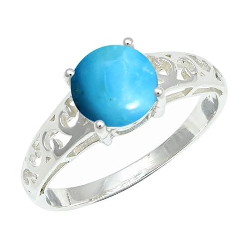 SILVERNROCK Türkiser, im Labor gewachsener Ring aus massivem 925er-Sterlingsilber, Steinbandring, handgefertigt, für Männer und Frauen, Schmuck ERG1254BT_64 (20.4) von SILVERNROCK