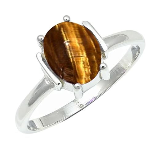 Tigerauge Edelstein Sterling Silber Stilvoller Handgefertigter Band Ring Geschenkartikel für Männer und Frauen in allen Größen Schmuck ERG1255CC21_(67 (21.3)) von SILVERNROCK