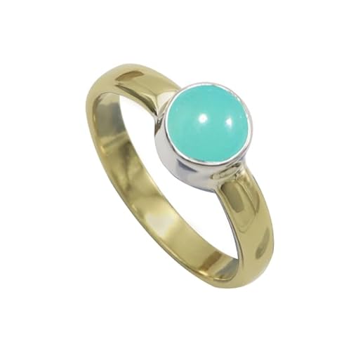 Aqua-Chalcedon Edelstein 925 Sterling silber Und Messing Band Ring Herren und Damen Alle Größen Schmuck CRG1092CE3_(49 (15.6)) von SILVERTROVE