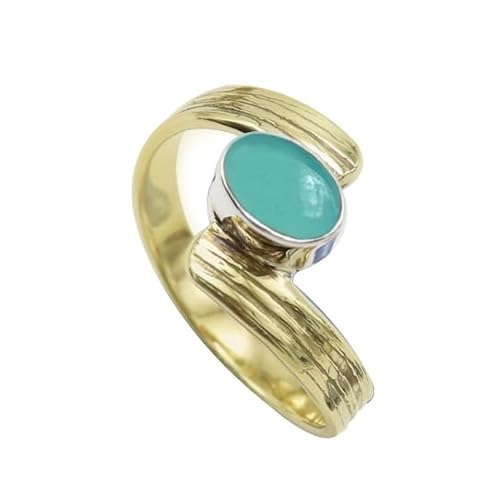 Aqua-Chalcedon Edelstein 925 Sterling silber Und Messing Band Ring Herren und Damen Alle Größen Schmuck CRG1095CE10_(56 (17.8)) von SILVERTROVE
