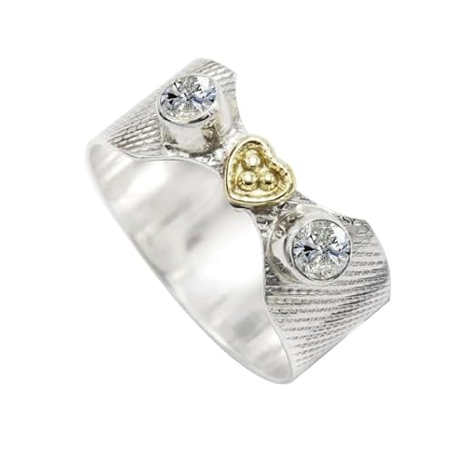 Im Labor gezüchteter Moissanit-Edelstein- Sterling silber Und Messing Band Ring für Männer und Frauen in allen Größen Schmuck CRG1096BD13_(59 (18.8)) von SILVERTROVE