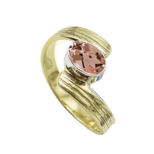 Im Labor gezüchteter Morganit Edelstein 925 Sterling silber Und Messing Band Ring Herren und Damen Handgefertigter Schmuck CRG1095BC29_(75 (23.9)) von SILVERTROVE