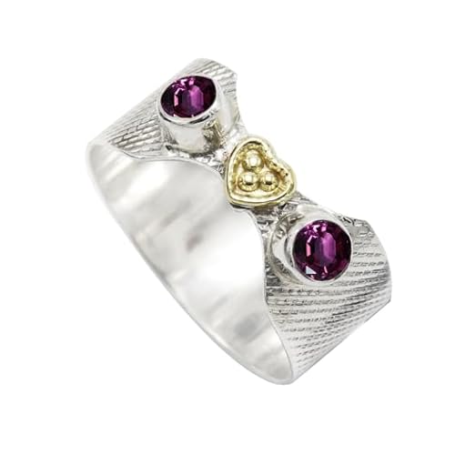 Im Labor gezüchteter Rhodolith-Edelstein- Sterling silber Und Messing Band Ring für Männer und Frauen in allen Größen Schmuck CRG1096AW26_(72 (22.9)) von SILVERTROVE