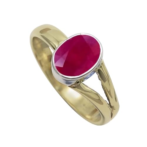 Im Labor gezüchteter Rubin Edelstein 925 Sterling silber Und Messing Band Ring Herren und Damen Handgefertigter Schmuck CRG1089AM6_(52 (16.6)) von SILVERTROVE