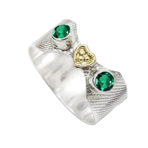 Im Labor gezüchteter Smaragd-Edelstein- Sterling silber Und Messing Band Ring für Männer und Frauen in allen Größen Schmuck CRG1096AN28_(74 (23.6)) von SILVERTROVE