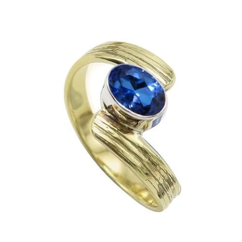 Im Labor gezüchteter blauer Saphir-Edelstein- für Herren und Damen in allen Größen Sterling silber Und Messing Band Ring -Schmuck CRG1095AO5_(51 (16.2)) von SILVERTROVE