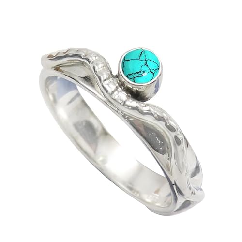 Im Labor hergestellter Türkis-Edelstein- für Herren und Damen in allen Größen Sterling silber Band Ring -Schmuck CRG-1076BU27_(73 (23.2)) von SILVERTROVE