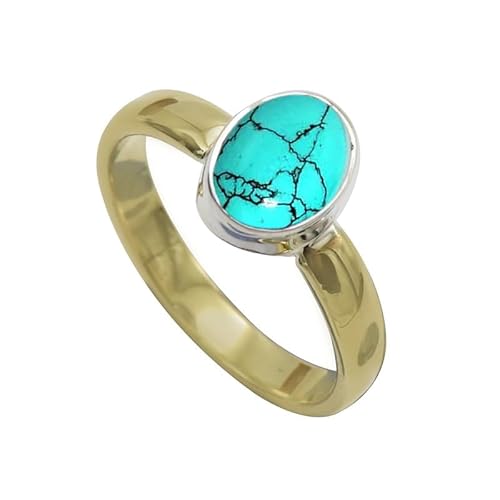 Im Labor hergestellter Türkis-Edelstein- für Herren und Damen in allen Größen Sterling silber Und Messing Band Ring -Schmuck CRG1086BU12_(58 (18.5)) von SILVERTROVE