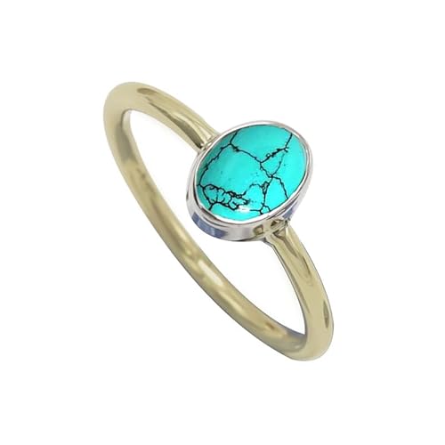 Im Labor hergestellter Türkis-Edelstein- für Herren und Damen in allen Größen Sterling silber Und Messing Band Ring -Schmuck CRG1088BU2_(48 (15.3)) von SILVERTROVE