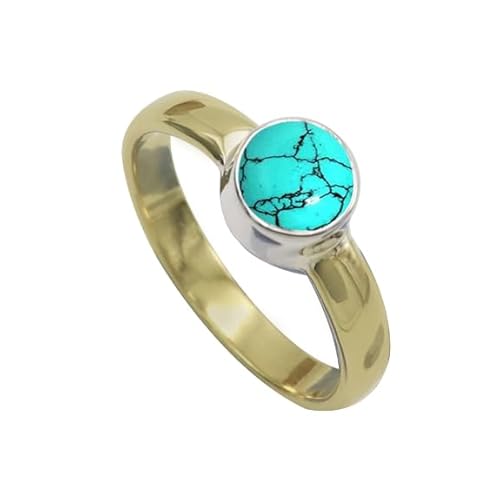 Im Labor hergestellter Türkis-Edelstein- für Herren und Damen in allen Größen Sterling silber Und Messing Band Ring -Schmuck CRG1092BU16_(62 (19.7)) von SILVERTROVE
