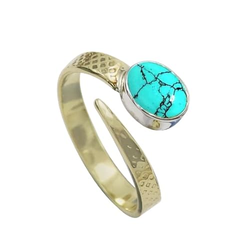Im Labor hergestellter Türkis-Edelstein- für Herren und Damen in allen Größen Sterling silber Und Messing Band Ring -Schmuck CRG1093BU22_(68 (21.6)) von SILVERTROVE