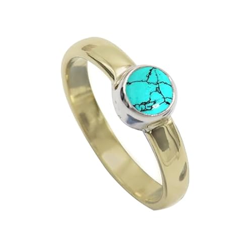 Im Labor hergestellter Türkis-Edelstein- für Herren und Damen in allen Größen Sterling silber Und Messing Band Ring -Schmuck CRG1094BU8_(54 (17.2)) von SILVERTROVE