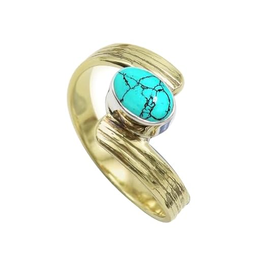 Im Labor hergestellter Türkis-Edelstein- für Herren und Damen in allen Größen Sterling silber Und Messing Band Ring -Schmuck CRG1095BU13_(59 (18.8)) von SILVERTROVE