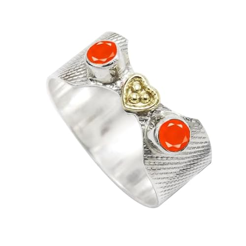 Karneol Edelstein 925 Sterling silber Und Messing Band Ring Herren und Damen Alle Größen Schmuck CRG1096AF16_(62 (19.7)) von SILVERTROVE