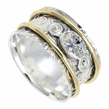 SILVERTROVE C Z-Edelstein-Spinnerring, 925er Sterlingsilber Meditationsring für Männer und Frauen alle Größen, handgefertigter Schmuck CRG1212AH12_(58 (18.5)) von SILVERTROVE