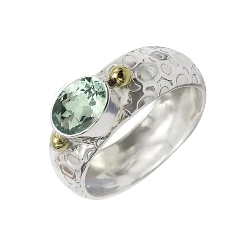 SILVERTROVE Grün Amethyst-Edelstein-Bandring, Sterlingsilber, ring für Männer und Frauen, Bandring in allen Größen, Schmuck CRG1070AL5_(51 (16.2)) von SILVERTROVE